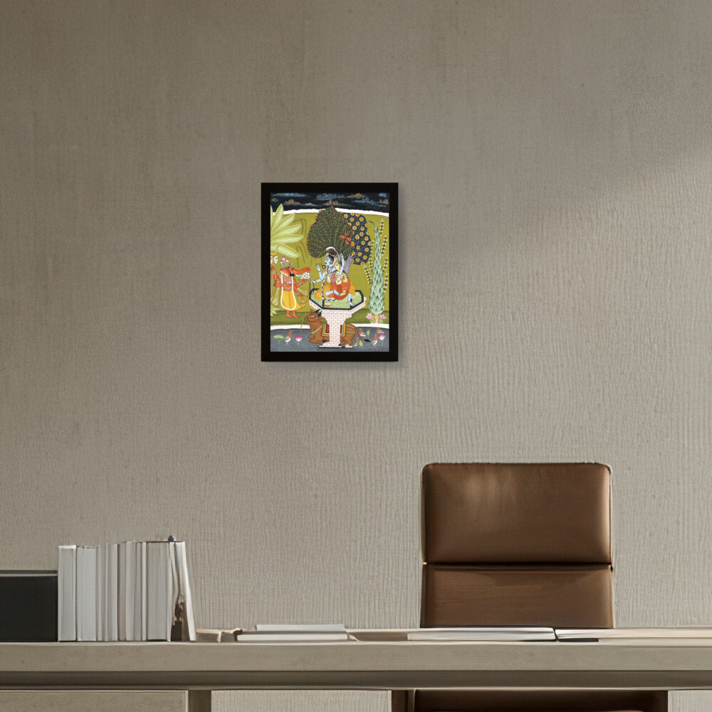 LORD SHIVA WITH SHRI GANESHA - Framed Canvas
