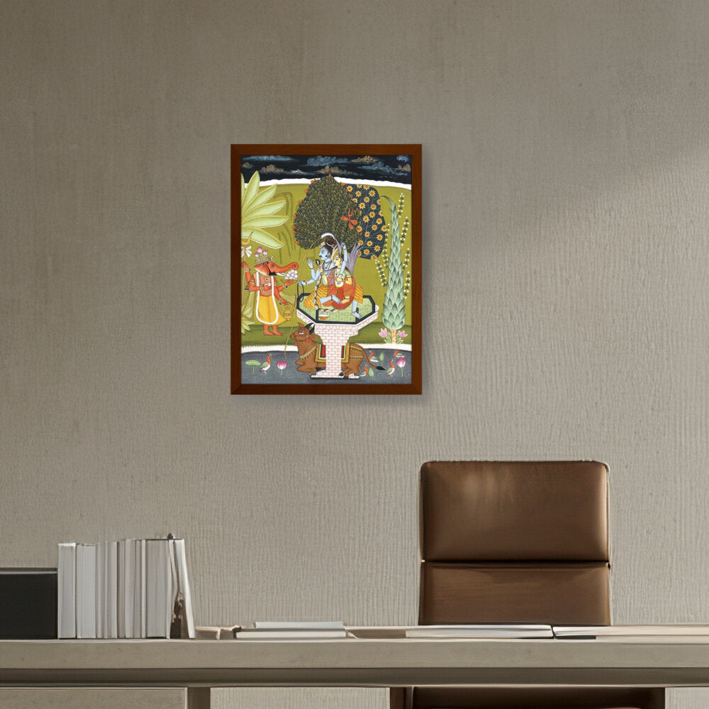 LORD SHIVA WITH SHRI GANESHA - Framed Canvas