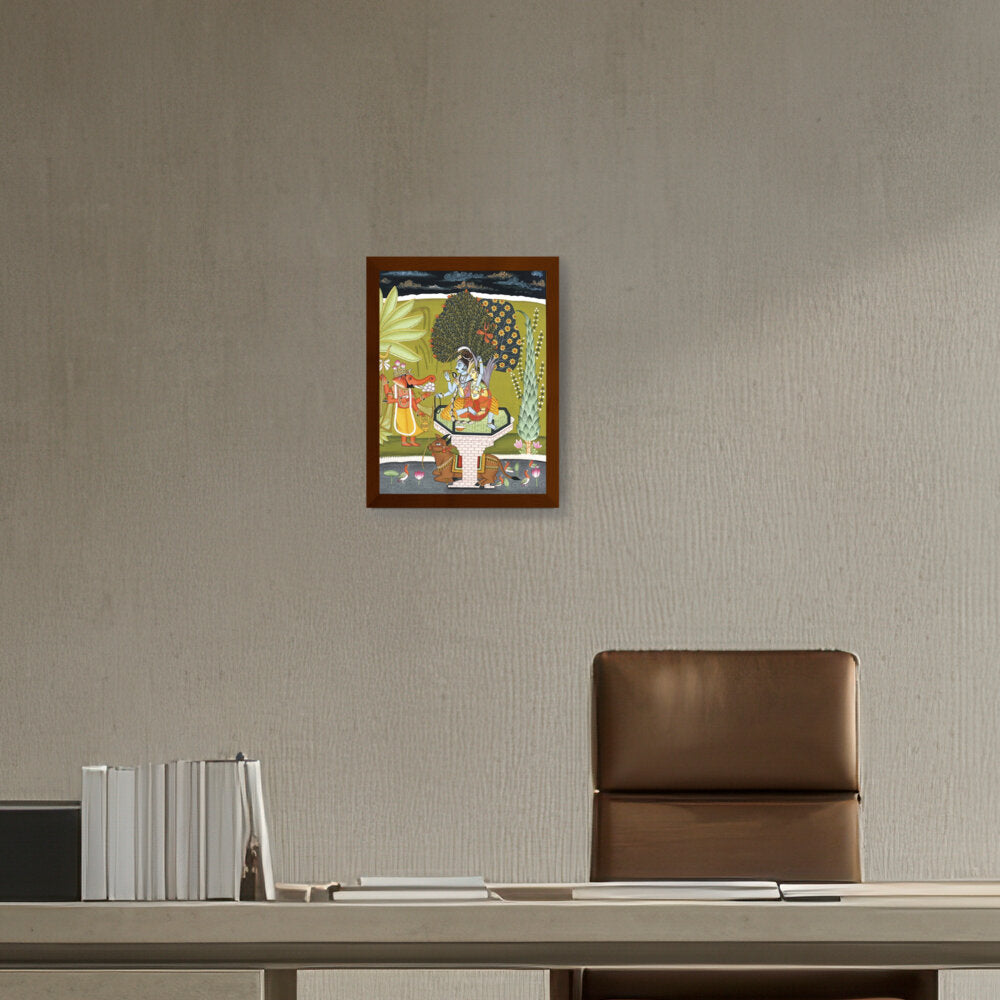 LORD SHIVA WITH SHRI GANESHA - Framed Canvas