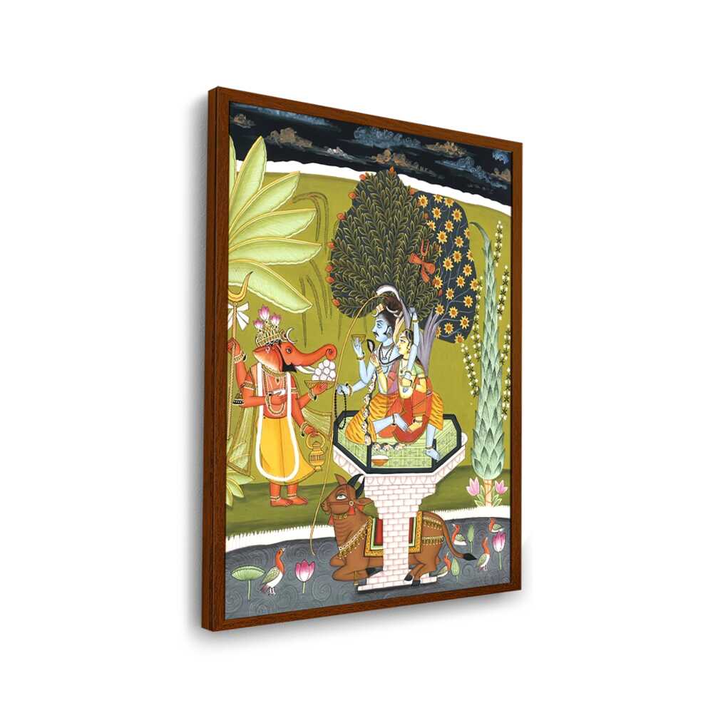 LORD SHIVA WITH SHRI GANESHA - Framed Canvas