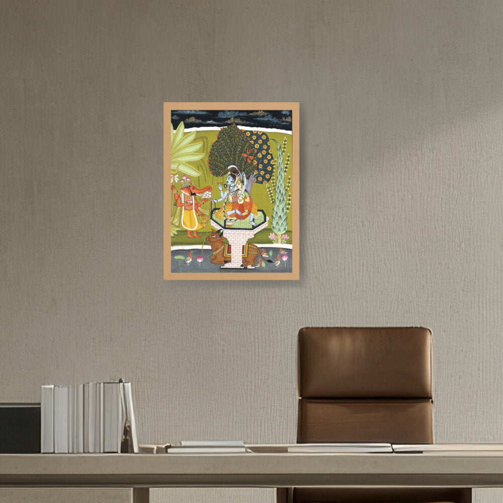 LORD SHIVA WITH SHRI GANESHA - Framed Canvas