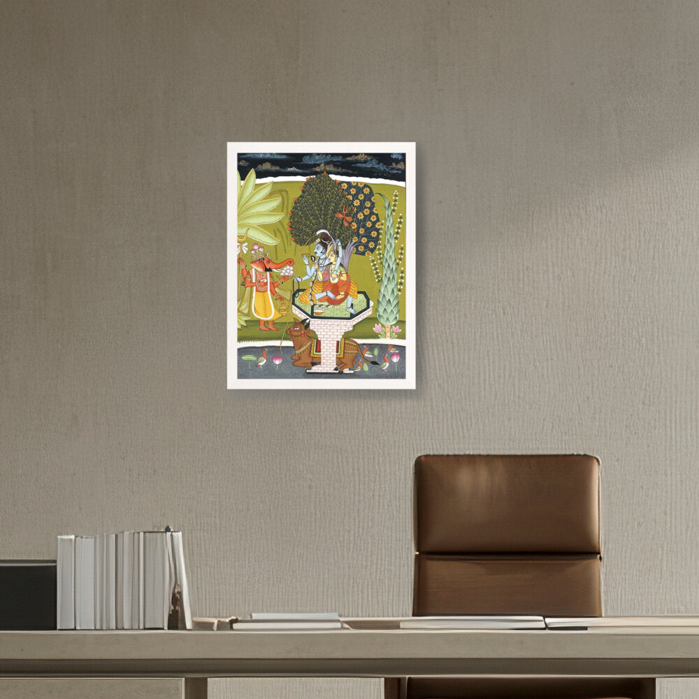 LORD SHIVA WITH SHRI GANESHA - Framed Canvas