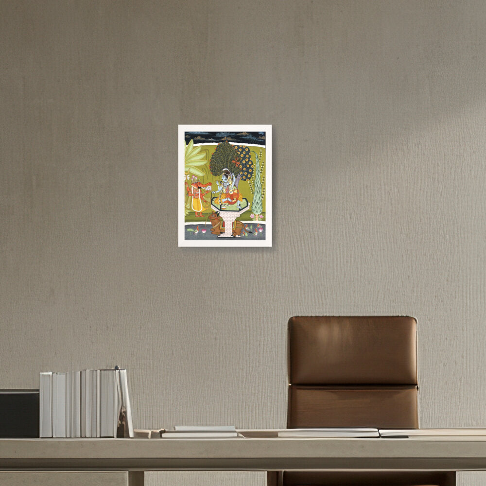 LORD SHIVA WITH SHRI GANESHA - Framed Canvas