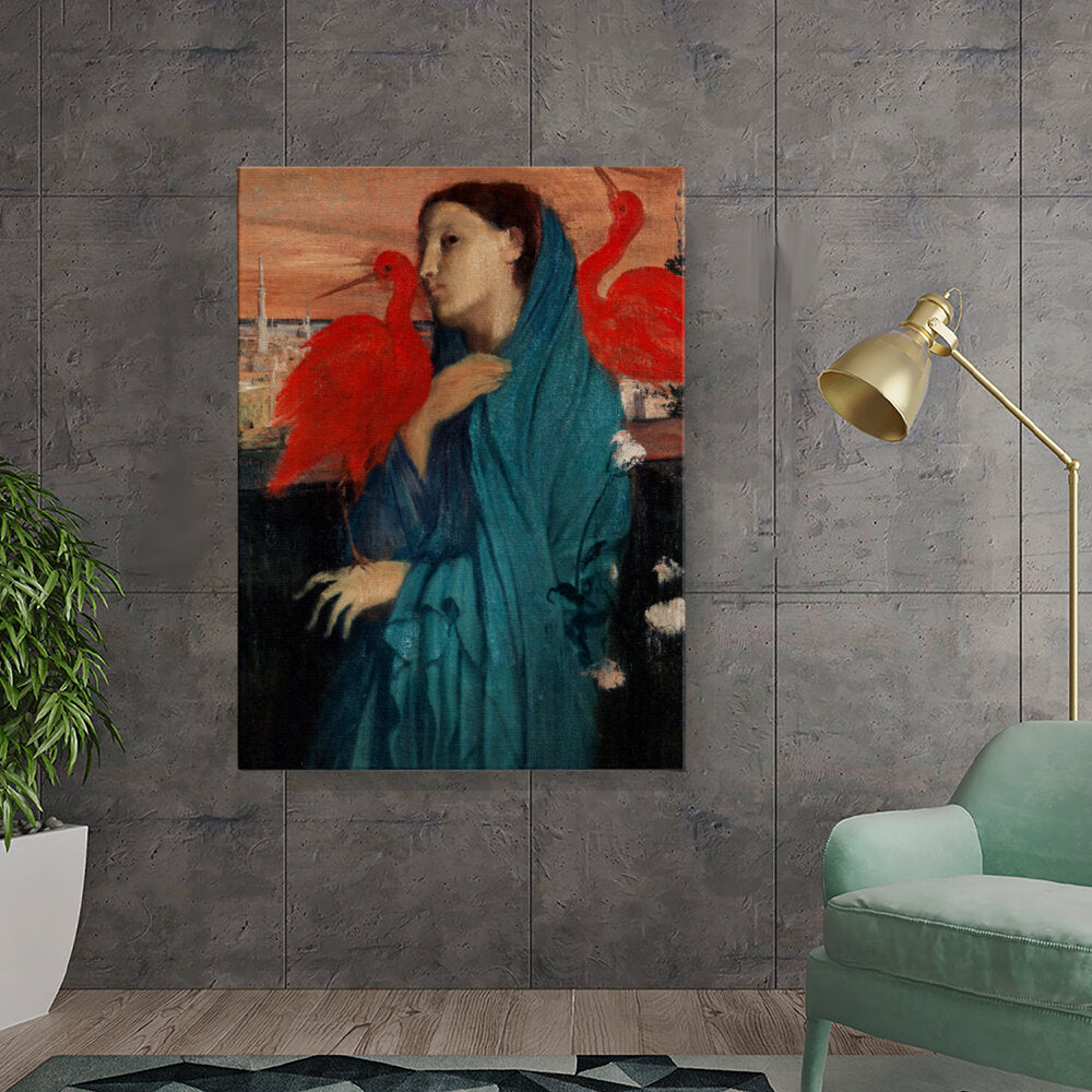 Woman With Red Birds