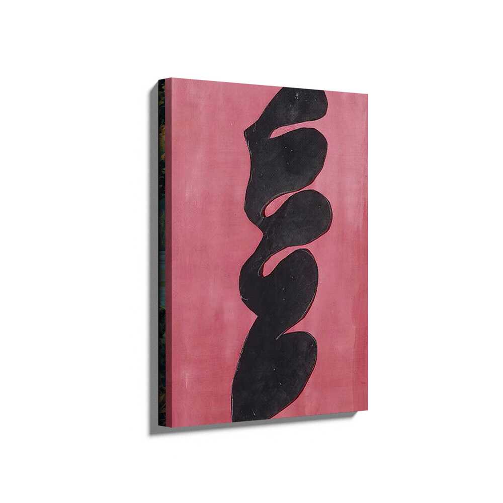 Picasoul - Picasoul Curated - Abstract Black Shapes On Pink - Wall Decor