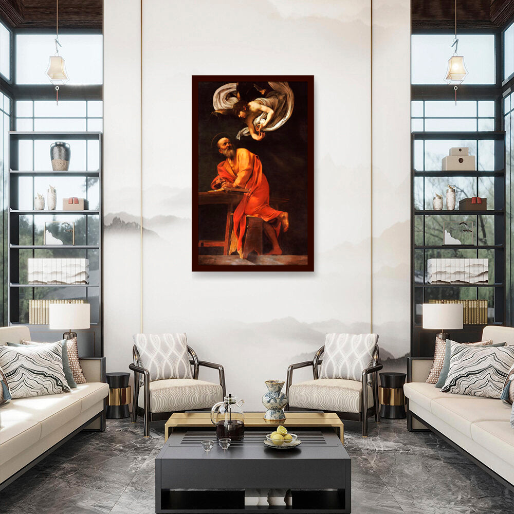 Saint Matthew And The Angel - Framed Canvas