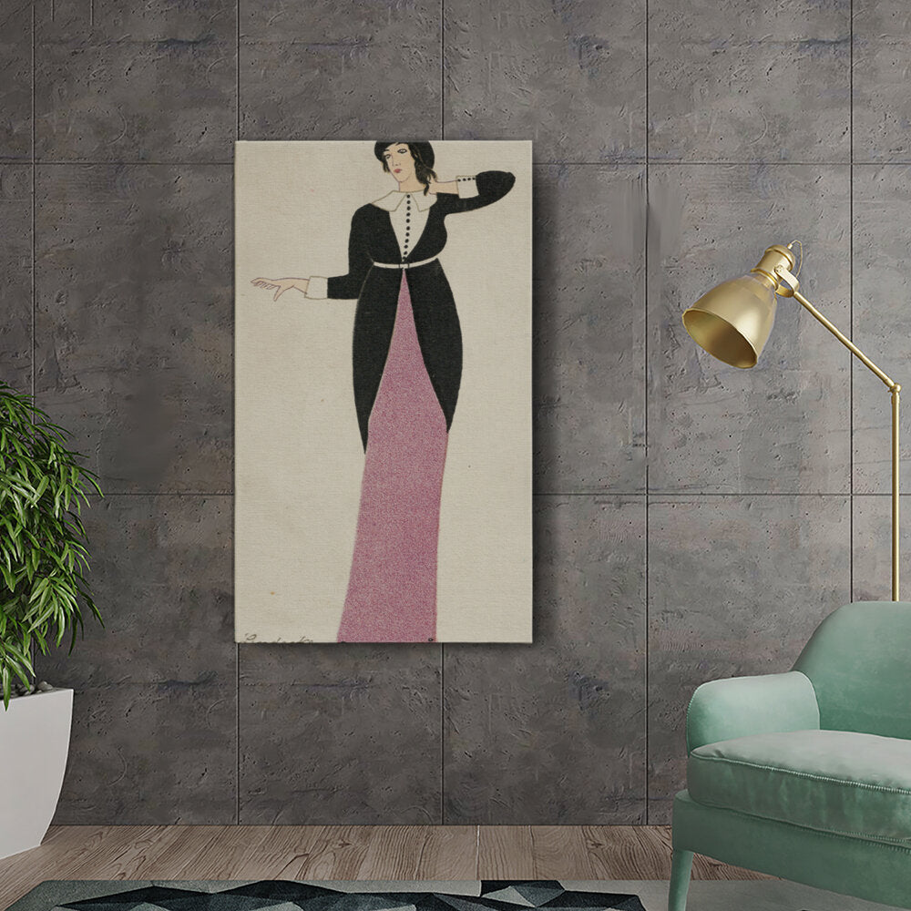 Elegant Woman In Black And Pink