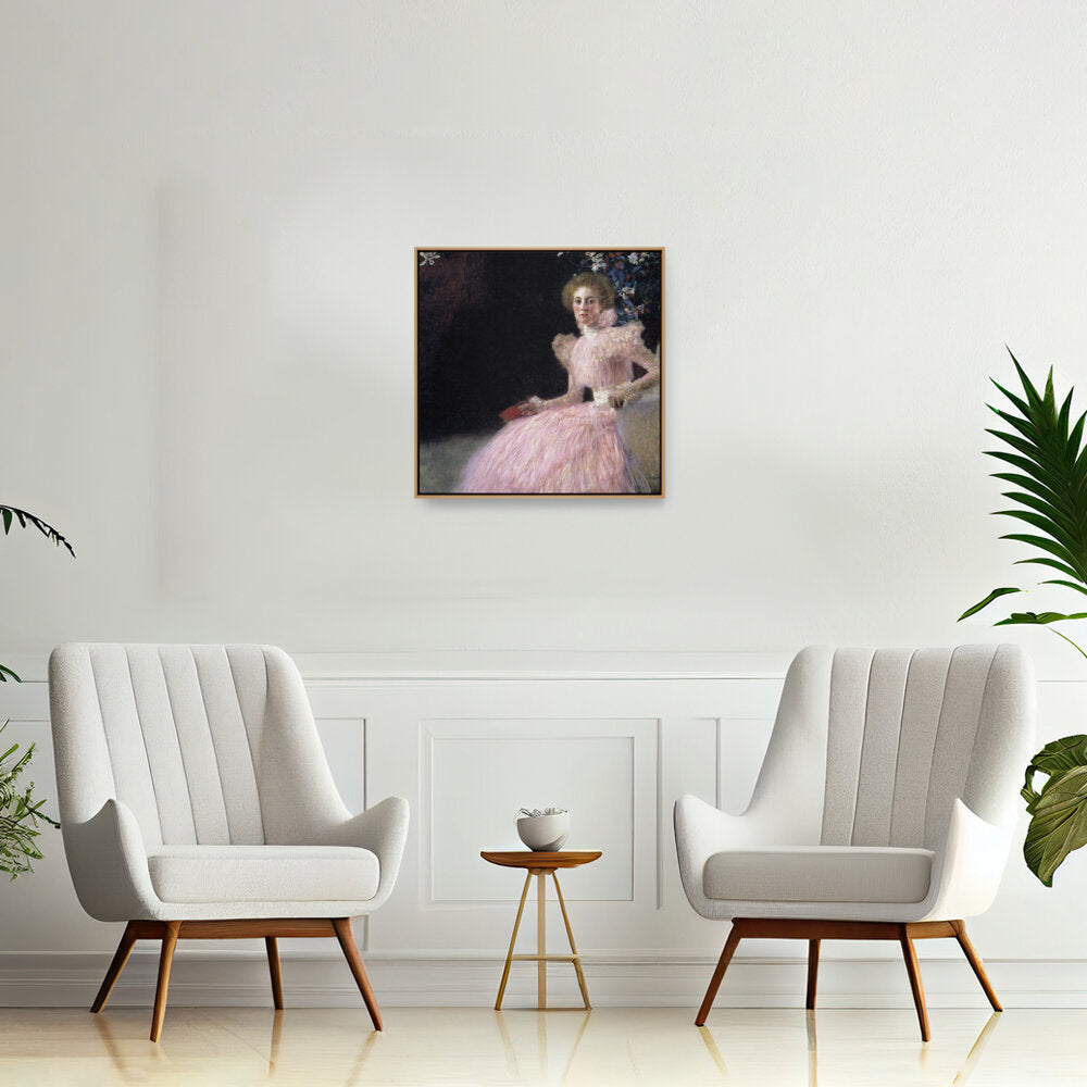 Elegant Portrait In Pink - Floating Framed Canvas