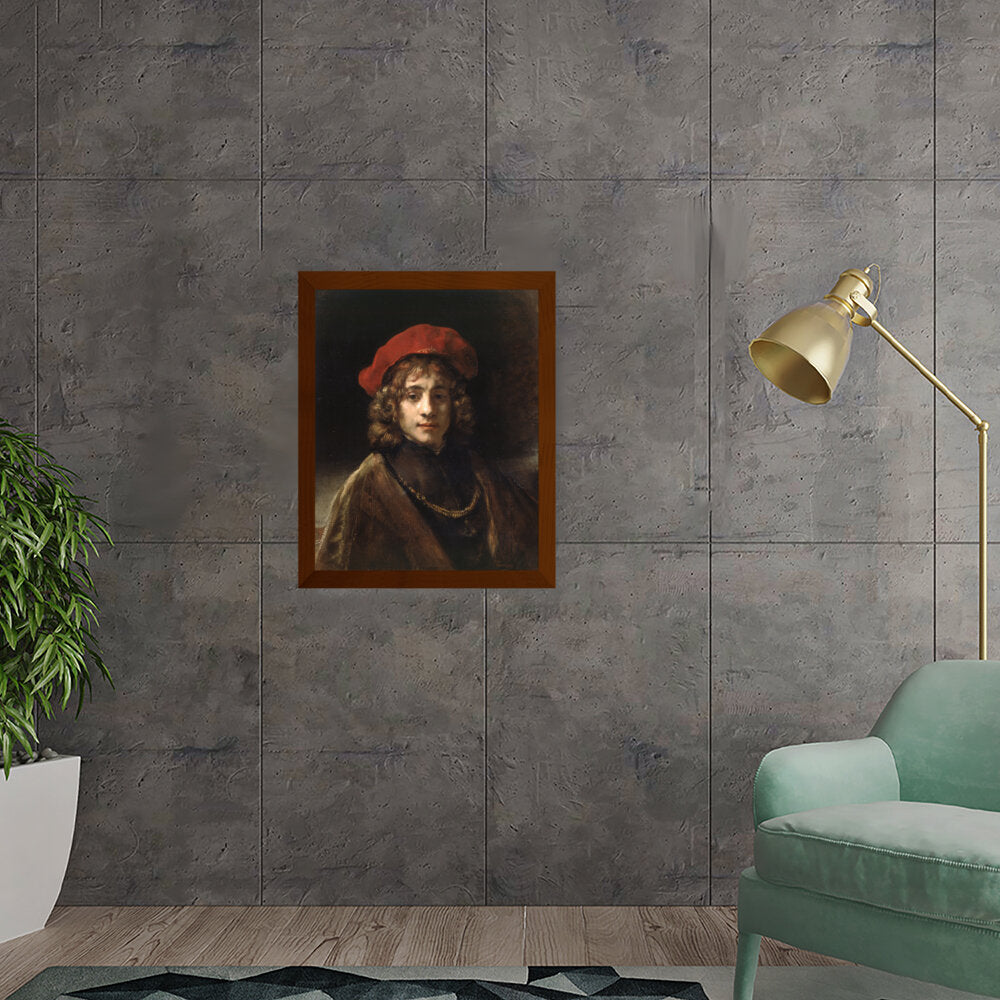 Young Man With A Red Hat - Framed Canvas