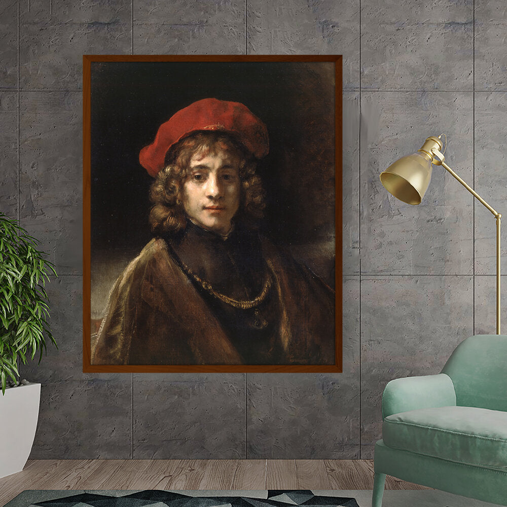 Artist4 - Art - Young Man With A Red Hat - Framed Canvas
