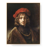 Young Man With A Red Hat - Floating Framed Canvas