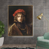 Artist4 - Art - Young Man With A Red Hat - Floating Framed Canvas