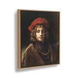 Young Man With A Red Hat - Floating Framed Canvas
