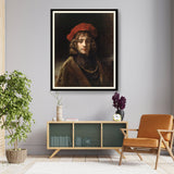 Young Man With A Red Hat - Framed Wall Art