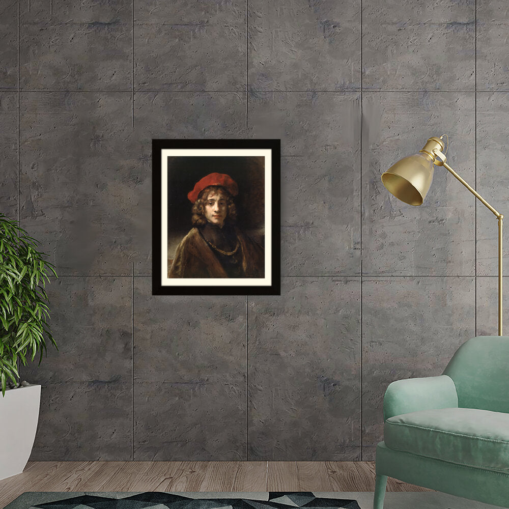 Young Man With A Red Hat - Framed Wall Art