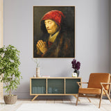 Praying Old Woman - Floating Framed Canvas