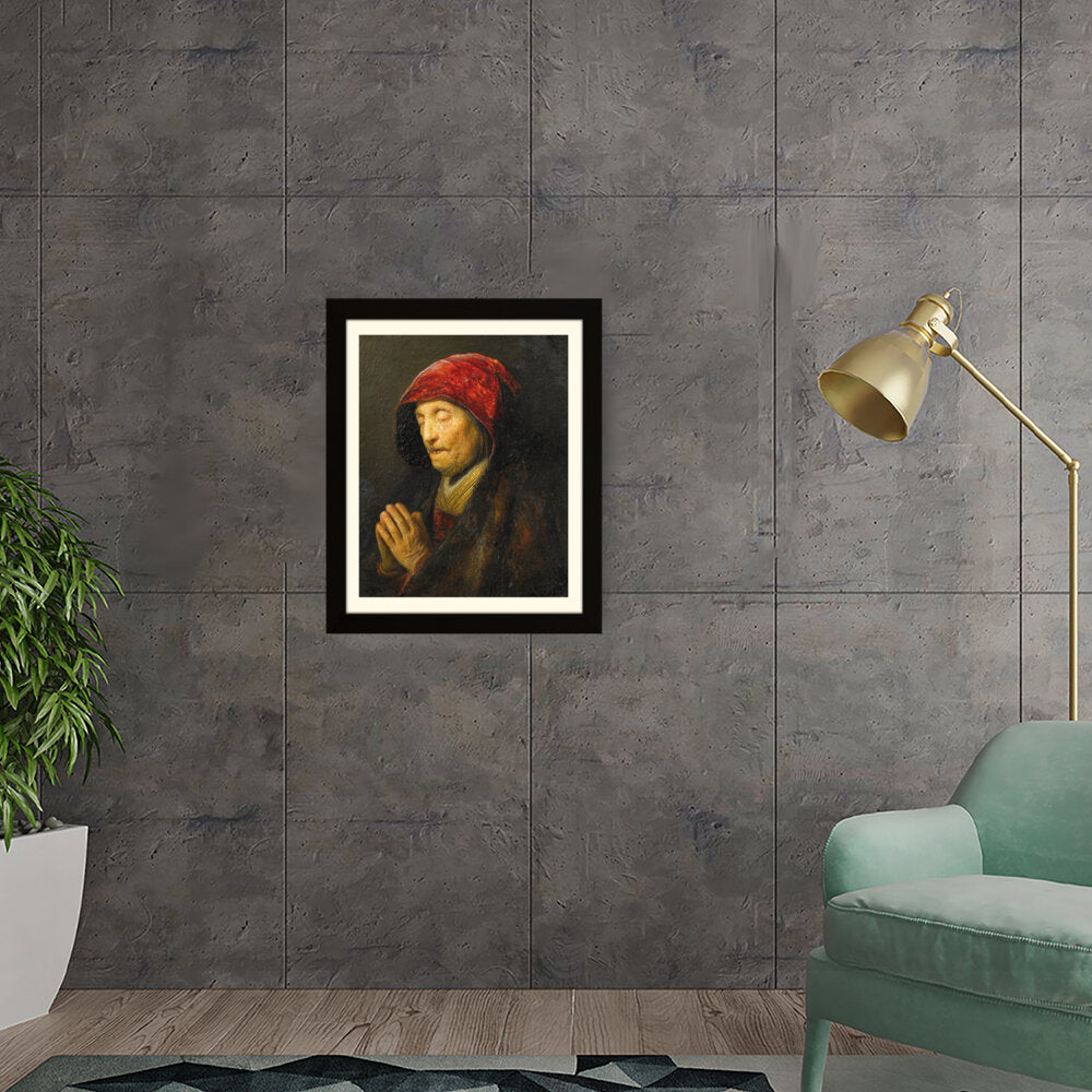 Praying Old Woman - Framed Wall Art