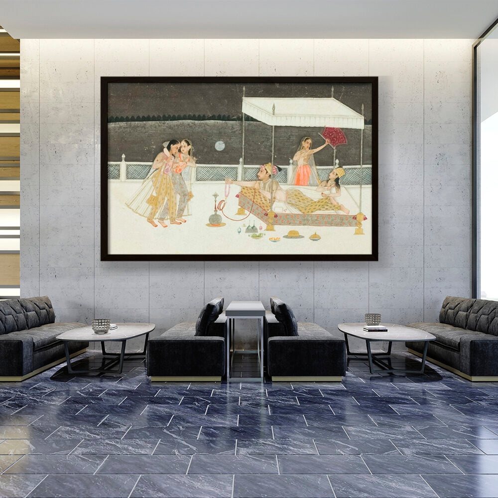 Seduction Scene On A Terrace - Framed Canvas