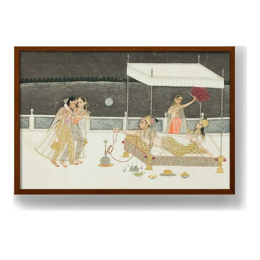 Seduction Scene On A Terrace - Framed Canvas