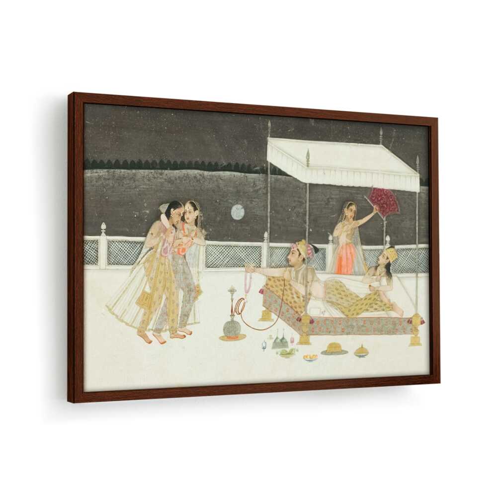 Seduction Scene On A Terrace - Framed Canvas