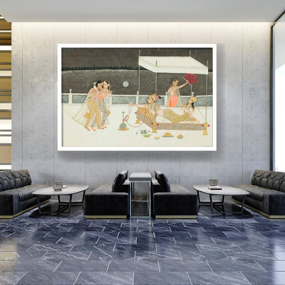 Seduction Scene On A Terrace - Framed Canvas