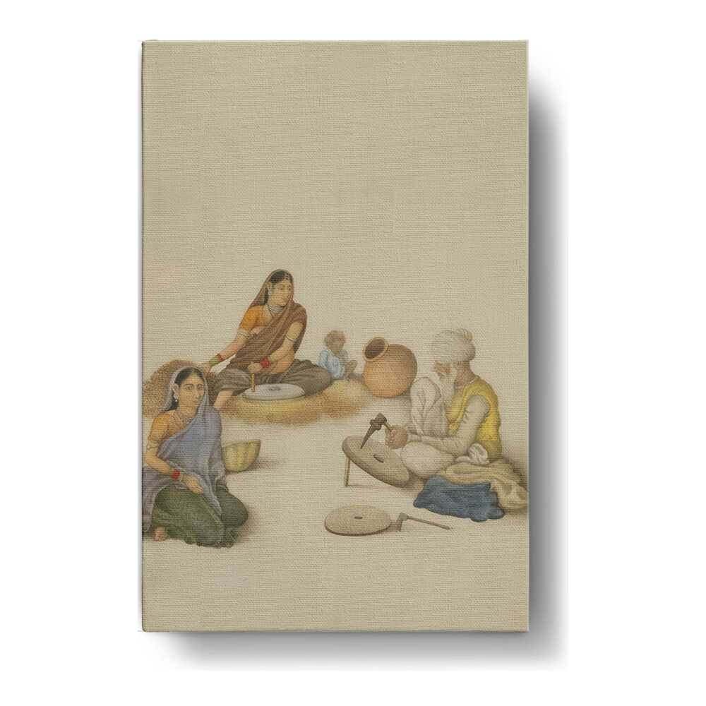 Villagers Grinding Corn - Wall Canvas