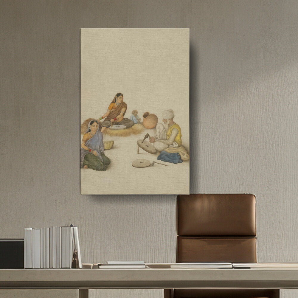 Artist5 - Art - Villagers Grinding Corn - Wall Canvas