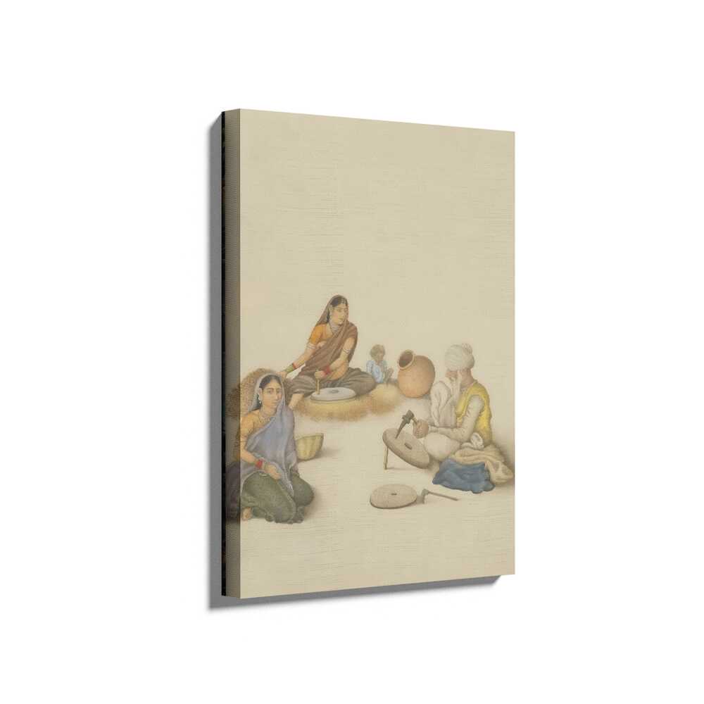 Villagers Grinding Corn - Wall Canvas