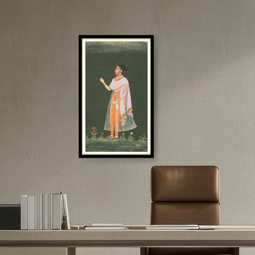 Lady Holding A Flower - WALL MOUNT FRAME