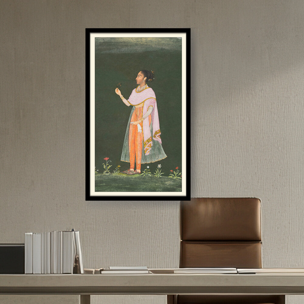 Artist5 - Art - Lady Holding A Flower - WALL MOUNT FRAME