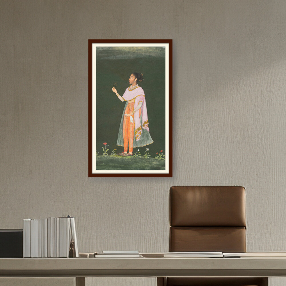 Lady Holding A Flower - WALL MOUNT FRAME