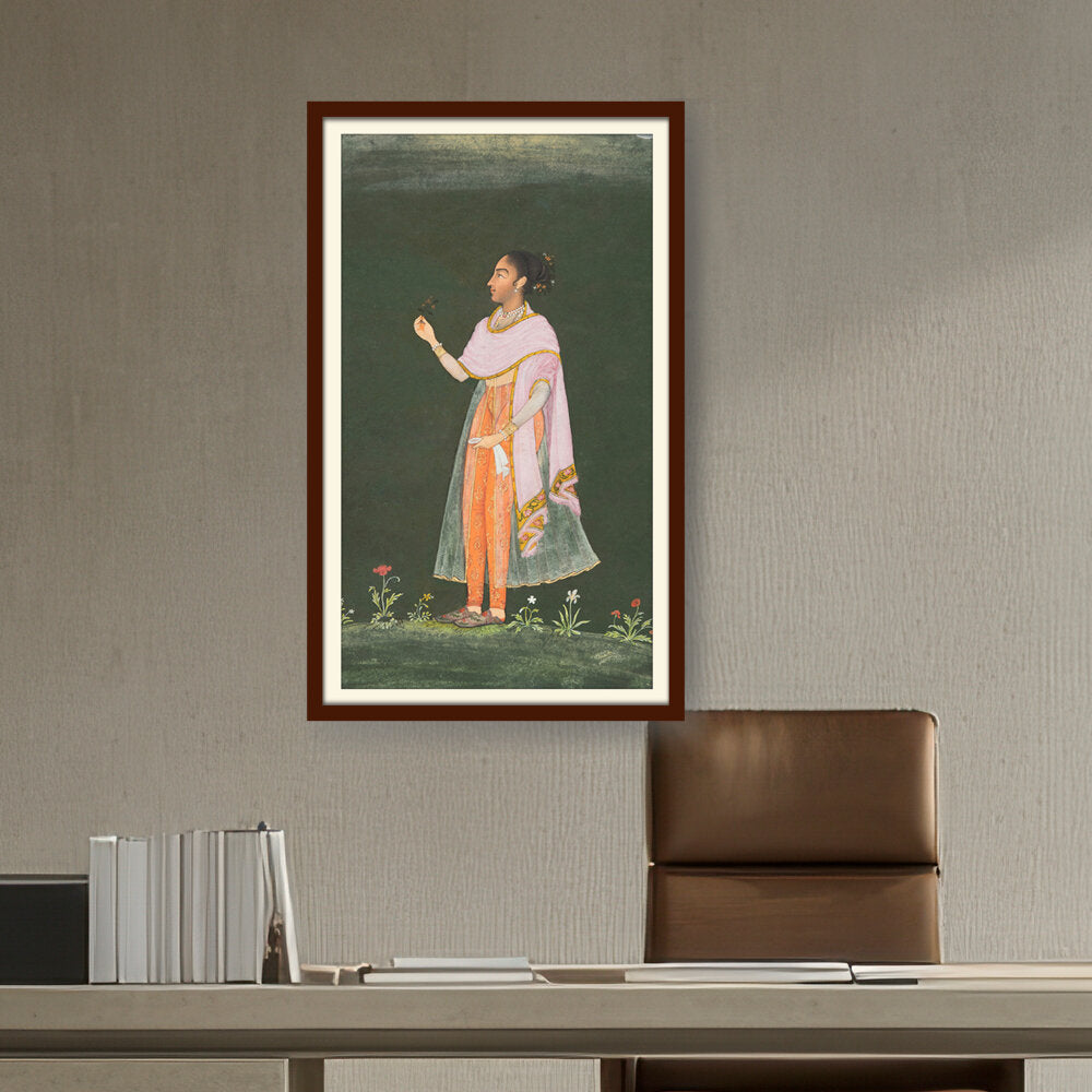 Lady Holding A Flower - WALL MOUNT FRAME