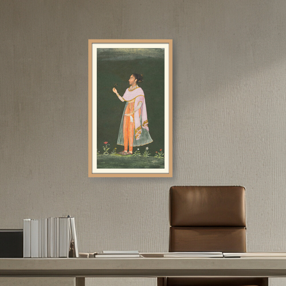 Lady Holding A Flower - WALL MOUNT FRAME