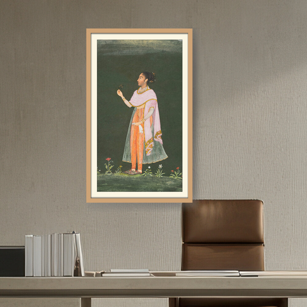 Lady Holding A Flower - WALL MOUNT FRAME