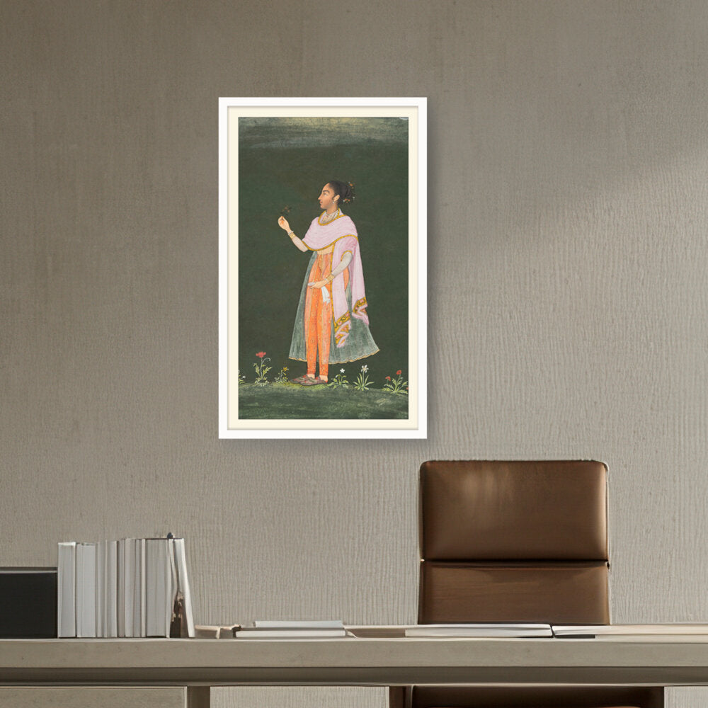 Lady Holding A Flower - WALL MOUNT FRAME