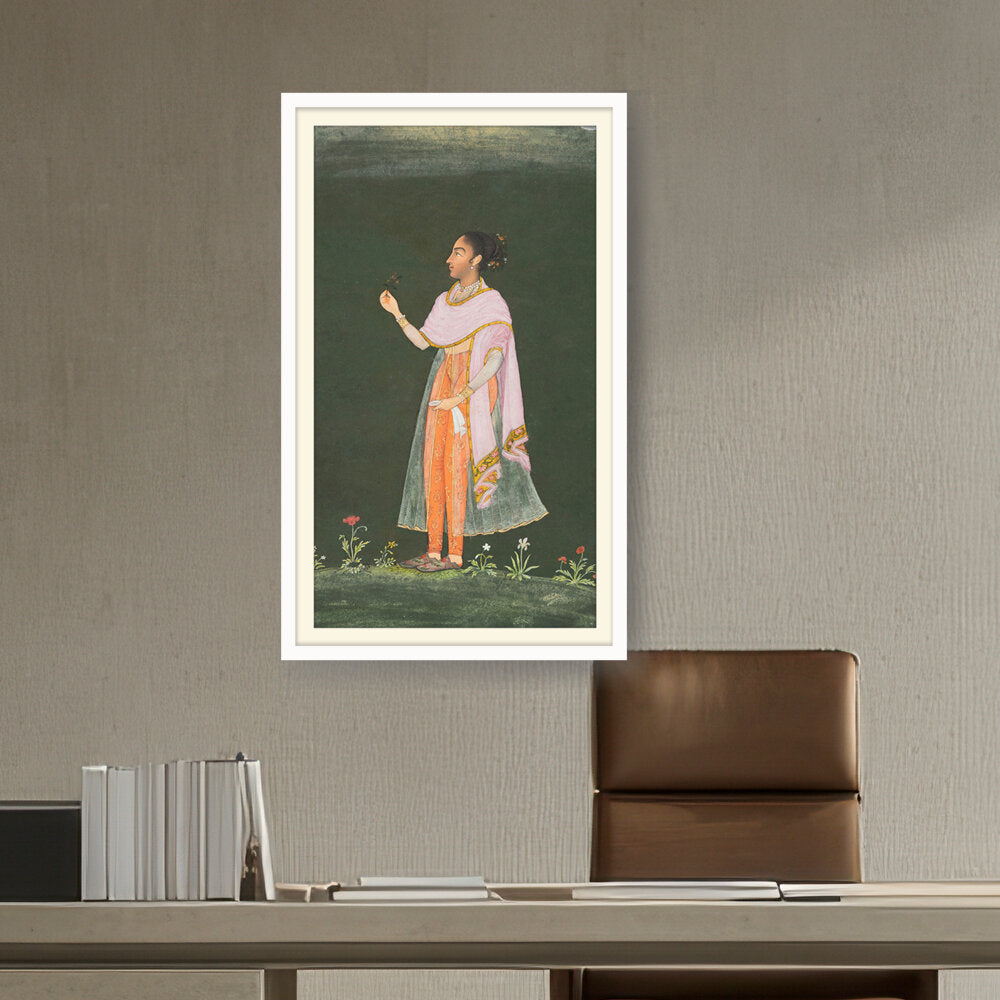 Lady Holding A Flower - WALL MOUNT FRAME