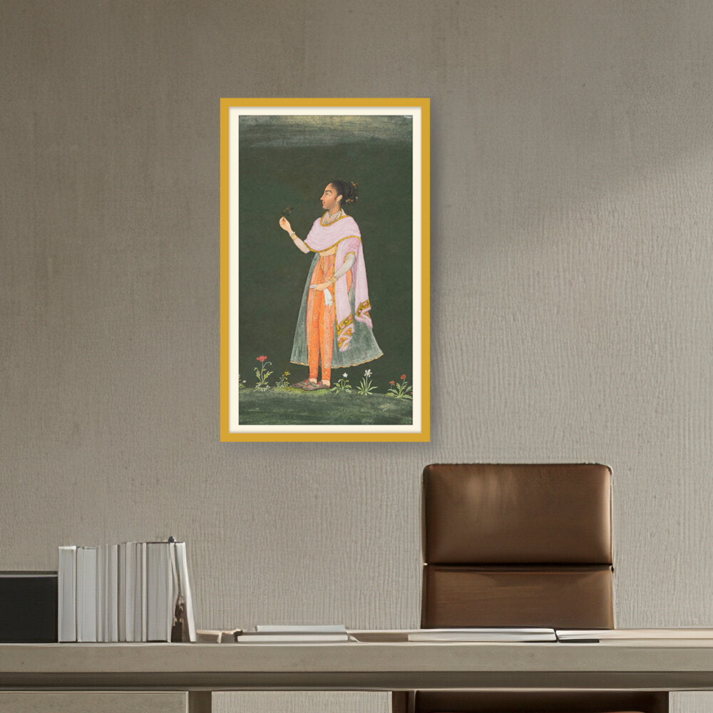 Lady Holding A Flower - WALL MOUNT FRAME