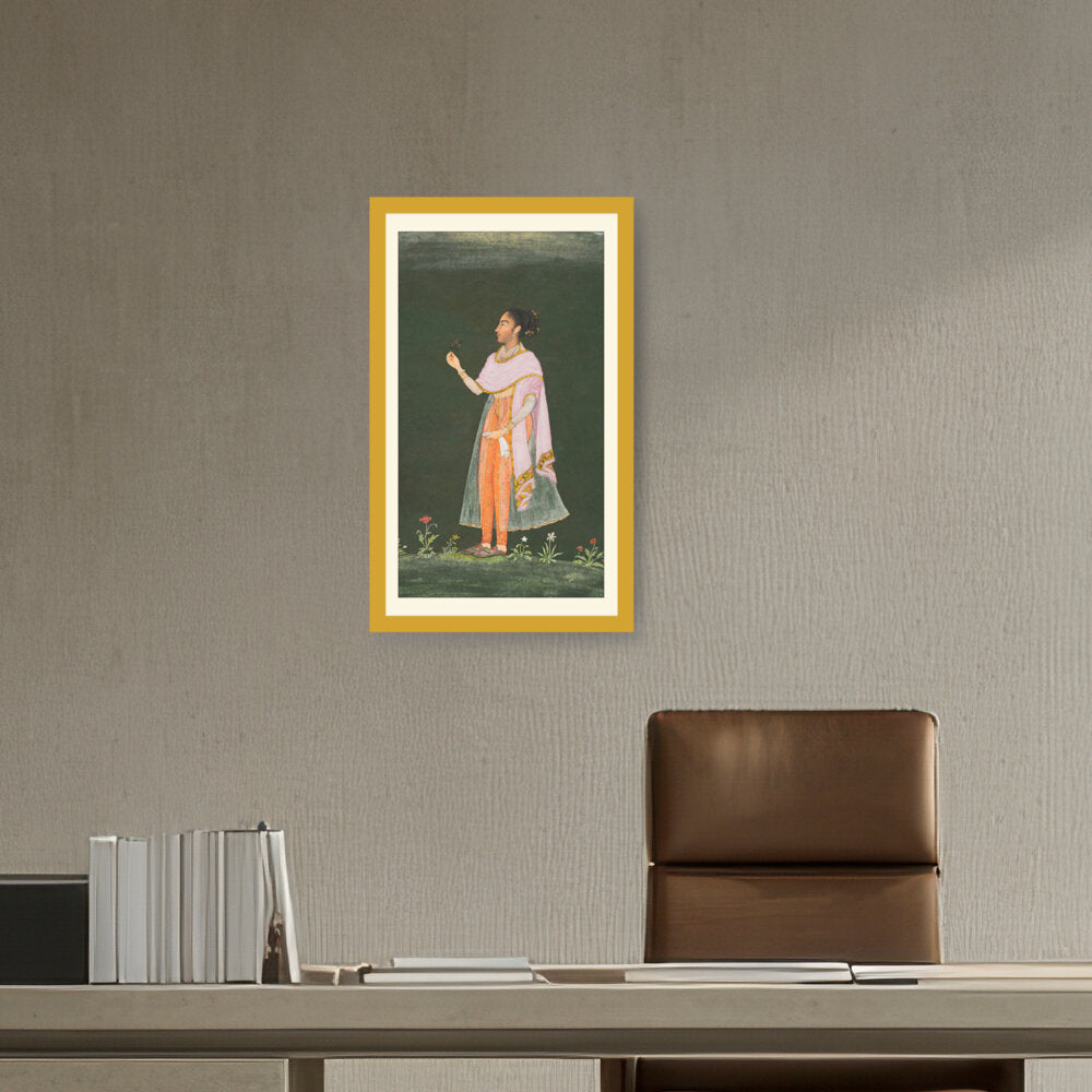 Lady Holding A Flower - WALL MOUNT FRAME