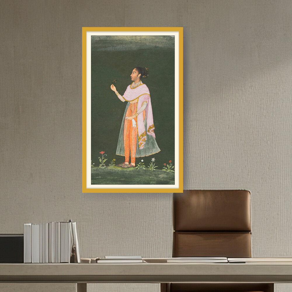 Lady Holding A Flower - WALL MOUNT FRAME