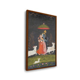 Radha And Krishna In The Rain - Framed Canvas