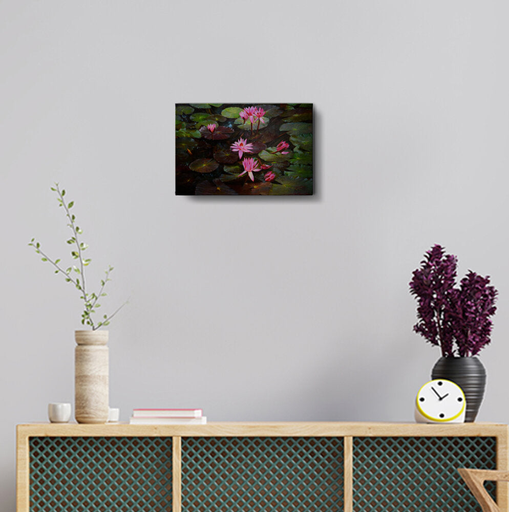Lotus Pond Painting - Wall Canvas