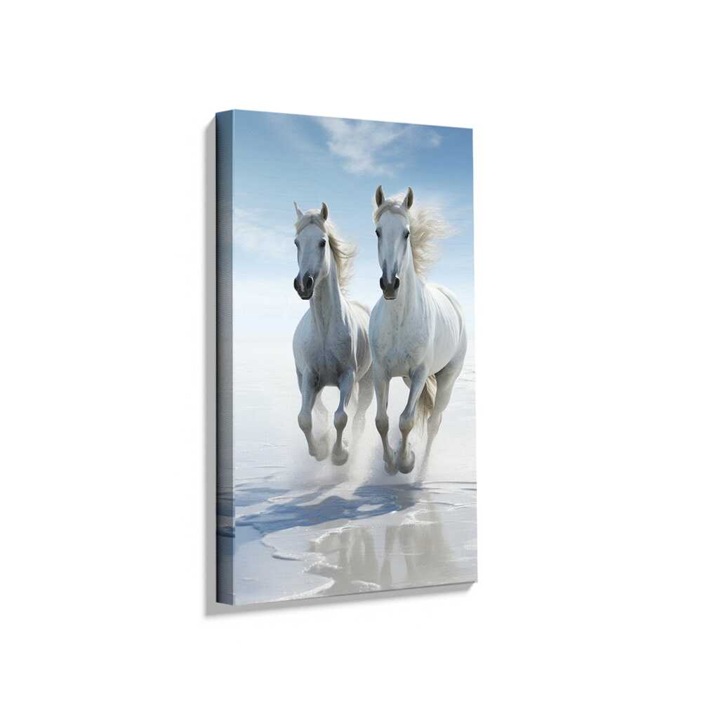 Picasoul - Picasoul Curated - Two White Horses Galloping - Wall Decor