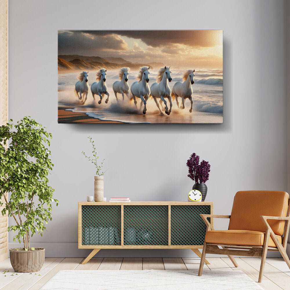 Horses Sprints Along The Shore