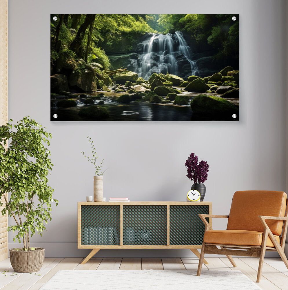 A Hidden Waterfall - Acrylic Wall Photo