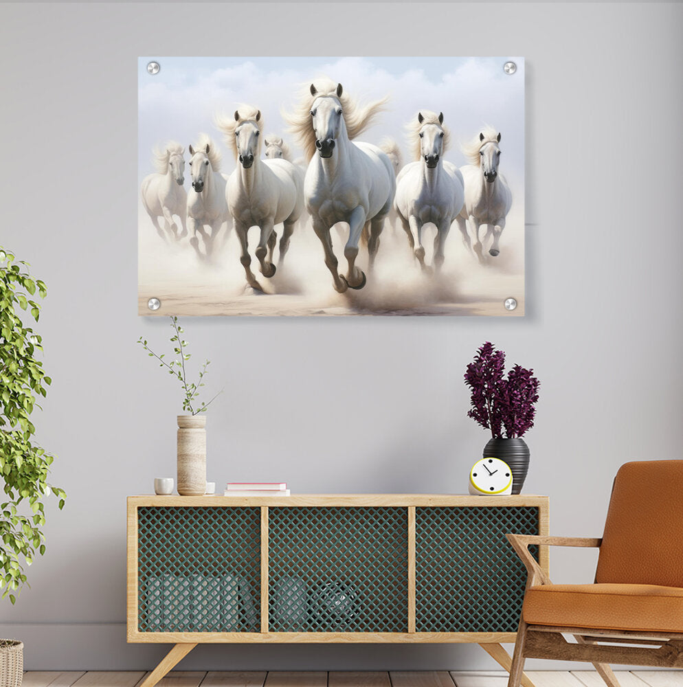 Horses Running In The Water - Acrylic Wall Photo