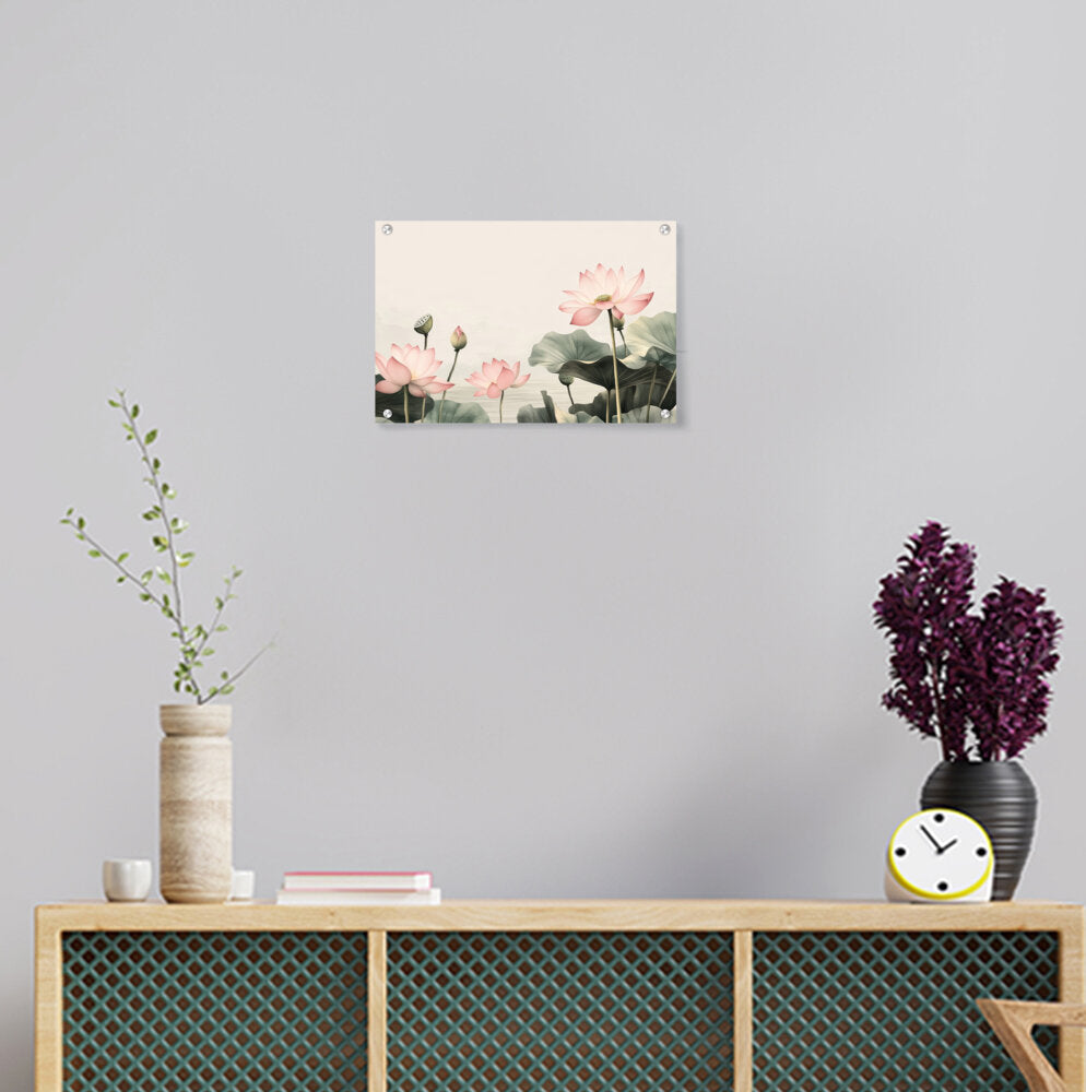 Lotus Border Flower - Acrylic Wall Photo