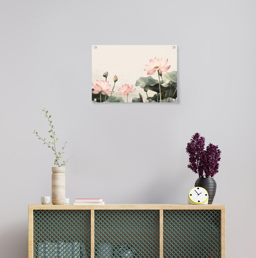 Lotus Border Flower - Acrylic Wall Photo