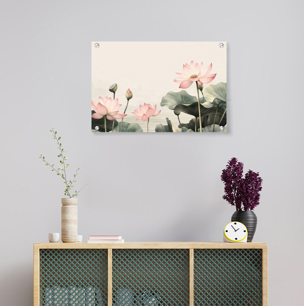 Lotus Border Flower - Acrylic Wall Photo