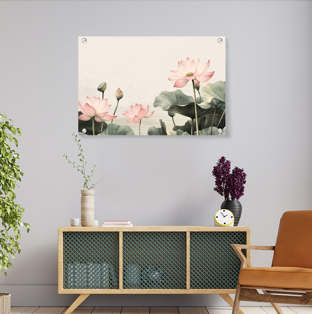 Lotus Border Flower - Acrylic Wall Photo