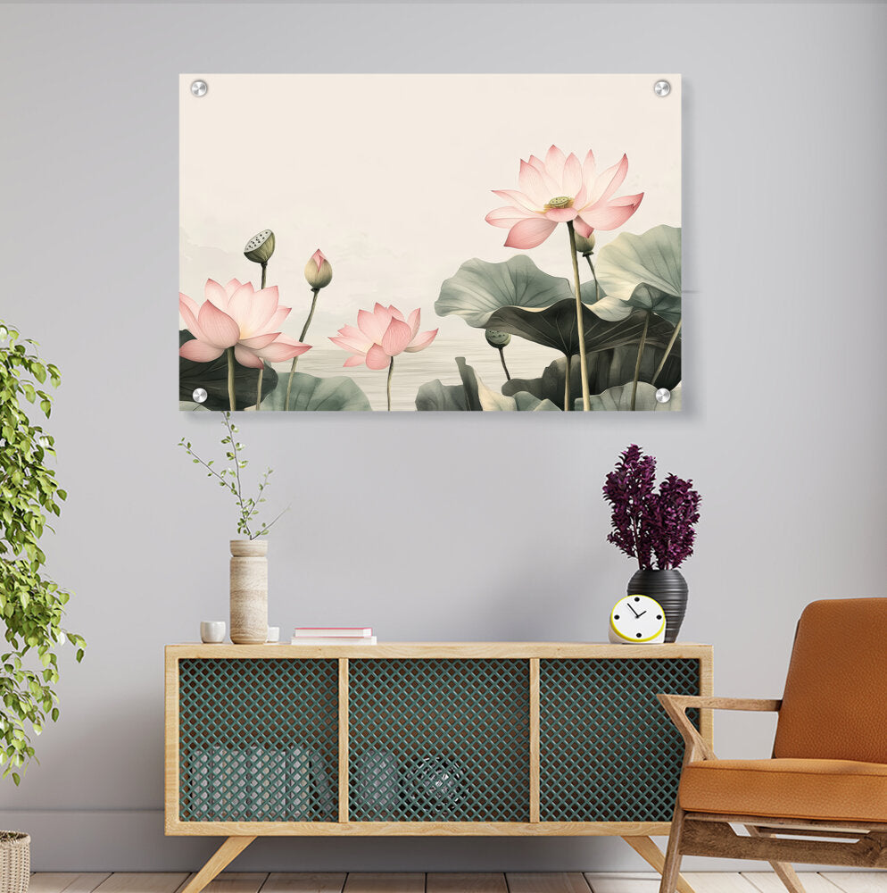 Lotus Border Flower - Acrylic Wall Photo